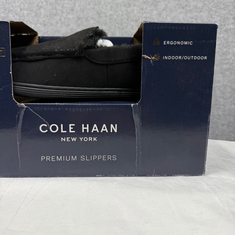 Cole Haan Mens Microsuede Venetian Slippers Caviar Black 104874 Size 11 NEW - Picture 4 of 10